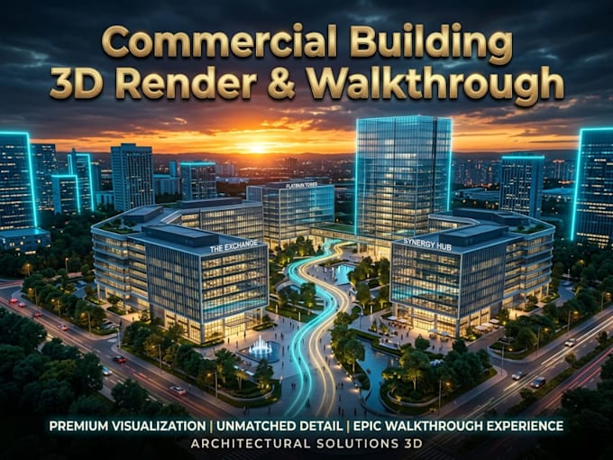 draw 3d commercial office building cgi real estate visualization rendering