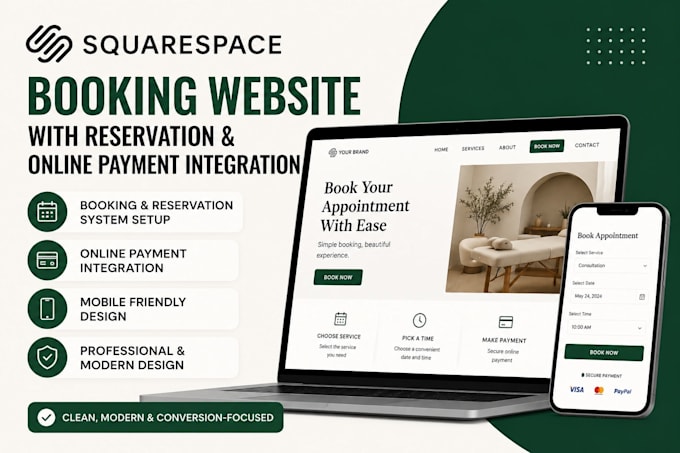 build a squarespace booking website with reservation and payment integration