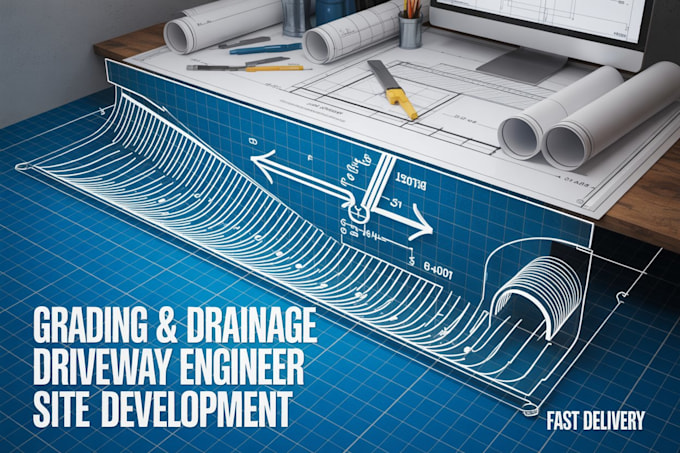 design driveway grading drainage plan civil site development drawings