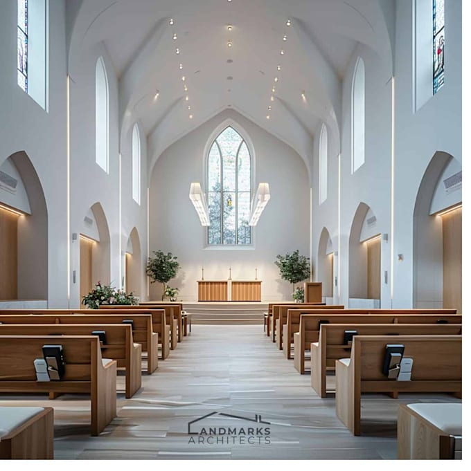 design church interiors and exteriors with 3d modeling and rendering