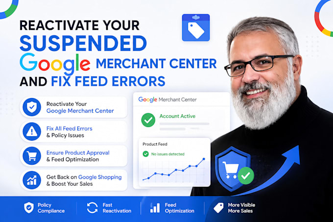 reactivate your suspended google merchant center and fix feed errors