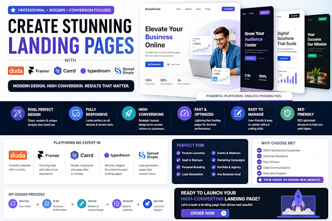 create duda framer carrd typedream spreadsimple website landing page design