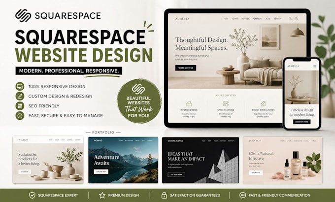 Build modern squarespace website design, redesign custom squarespace ...