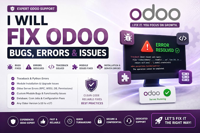 fix odoo bugs errors traceback module issues and installation server errors
