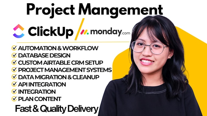 setup clickup and monday crm workflow automation with database design