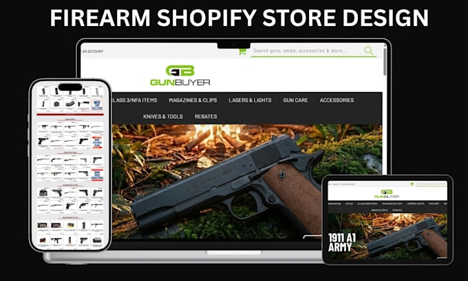 design firearm shopify store ammuniton website gun shopify store firearm website