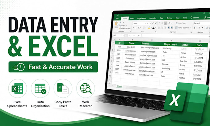 do data entry, excel and copy paste tasks