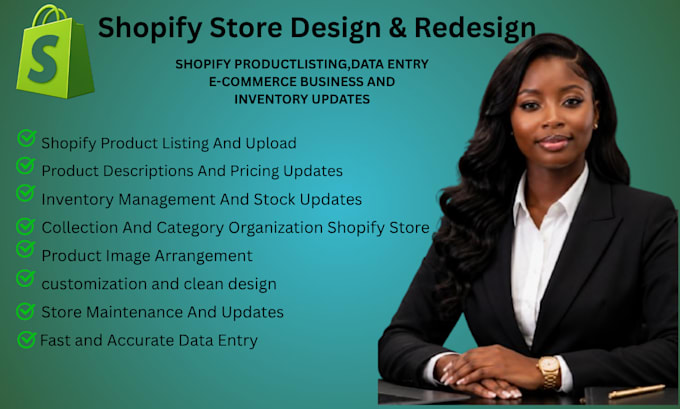 do manual shopify product listing, shopify data entry, update inventory, design