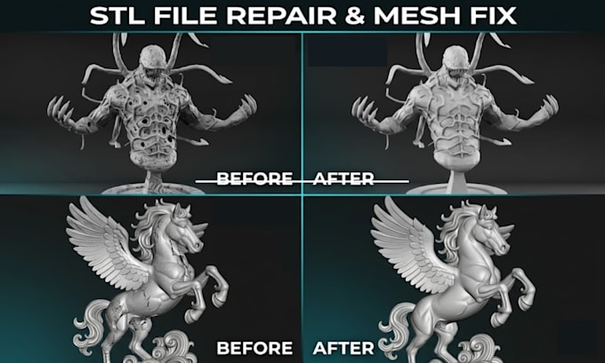 do stl file repair, edit obj file, fix mesh, custom 3d model file modification
