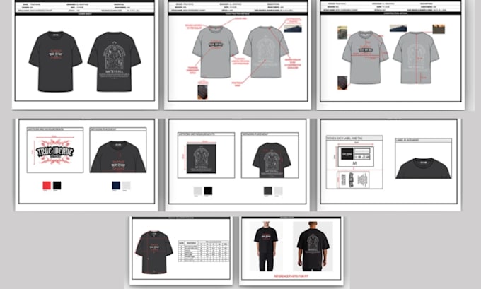 create t shirt tech pack and apparel tech pack for manufacturing