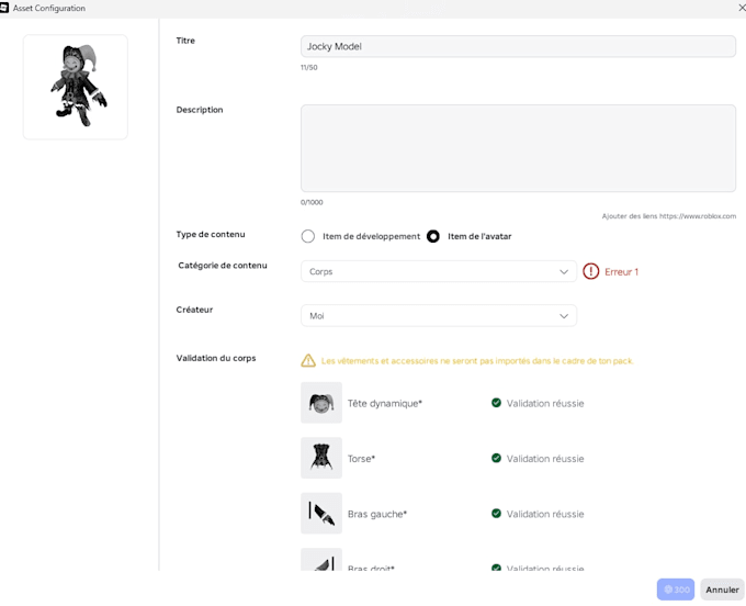 create roblox ingame assets, game pets, accessory, animation