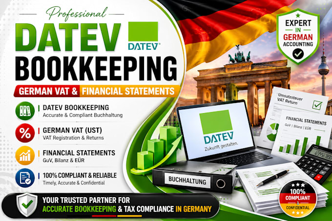 manage datev bookkeeping, german vat and financial statements