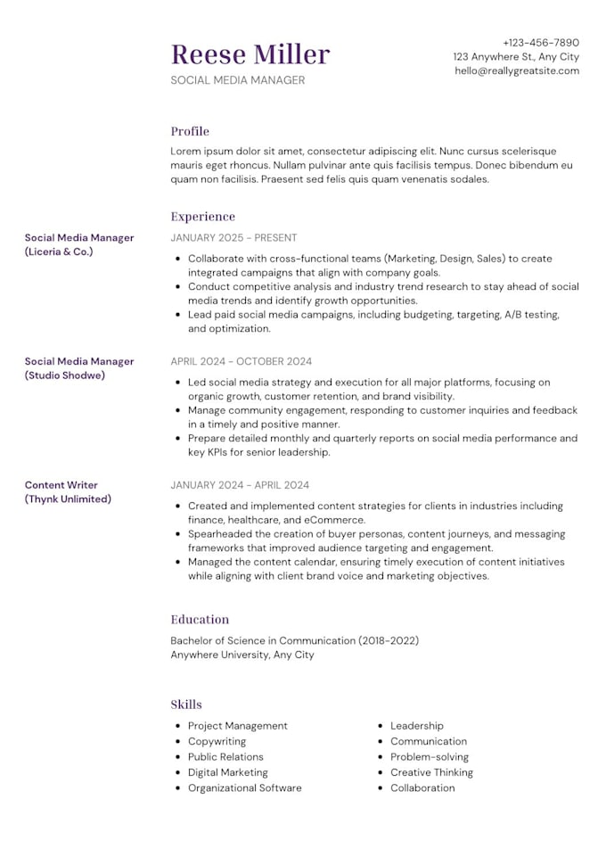 create an ats friendly professional resume