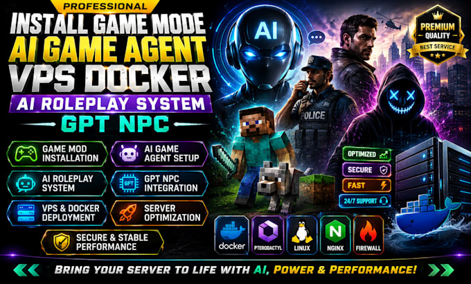 install game mode, ai game agent, vps docker, ai roleplay system, gpt npc