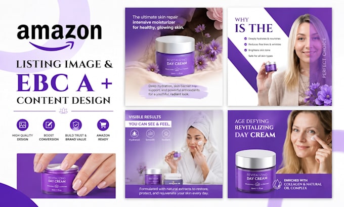 create amazon skincare listing images lifestyle infographic ebc a plus content