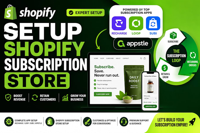 setup shopify subscription store with bold recharge loop subi recurringo appstle