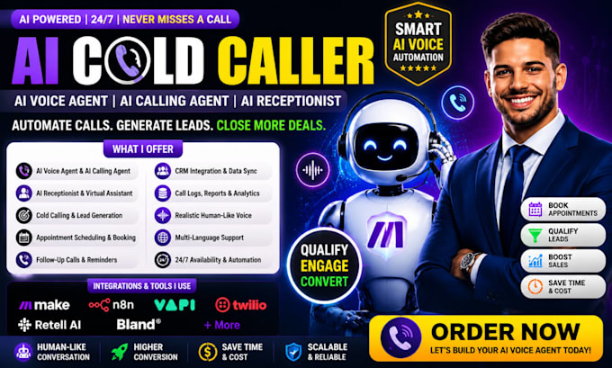build ai voice agent, ai calling agent, ai receptionist for cold calling