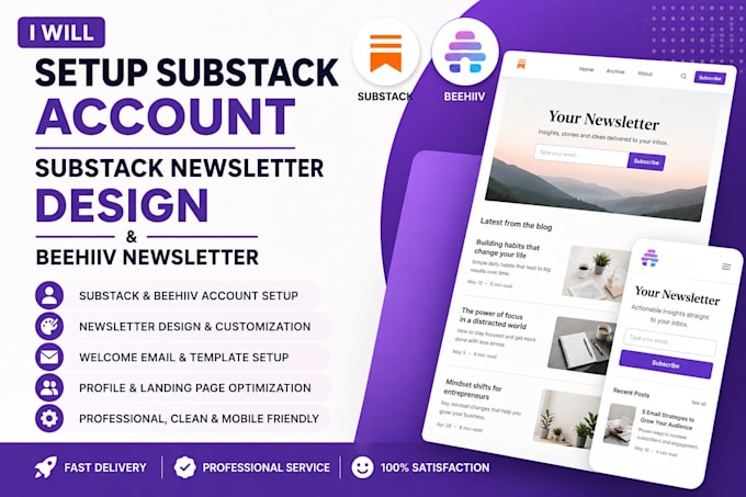 setup substack account substack newsletter design substack beehiiv newsletter