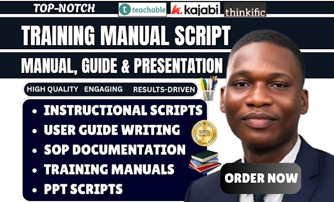 write scripts for instructional guide, manual, and powerpoint presentation