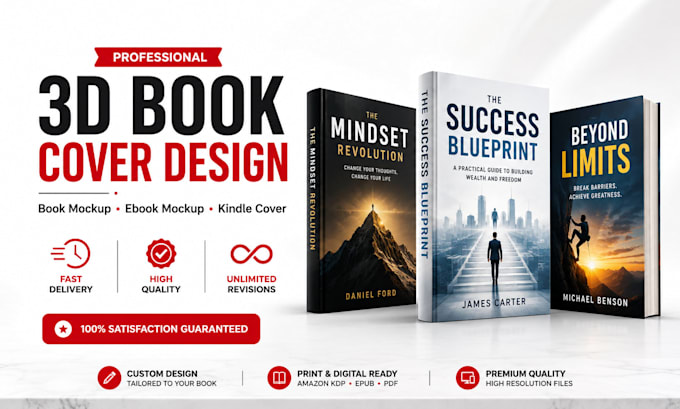 create 3d book mockup, ebook mockup, book cover mockup and 3d ecover bundle