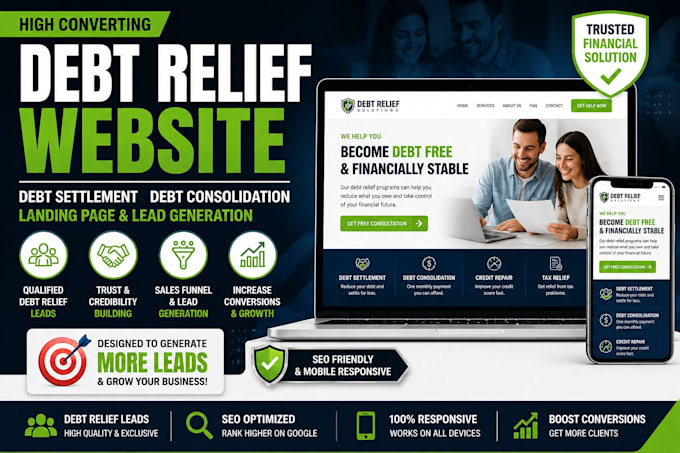 design high converting debt relief website and debt settlement funnel