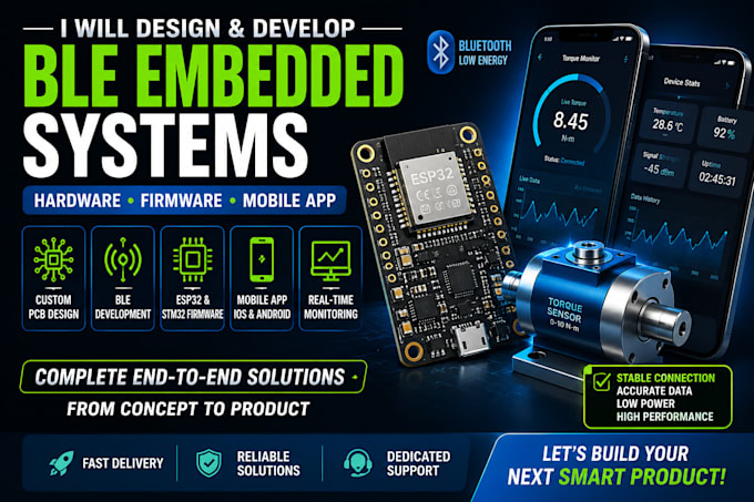 develop ble torque sensor pcb firmware and ios android mobile app system