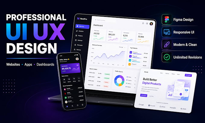design website app ui ux figma prototype dashboard responsive ui website mockup