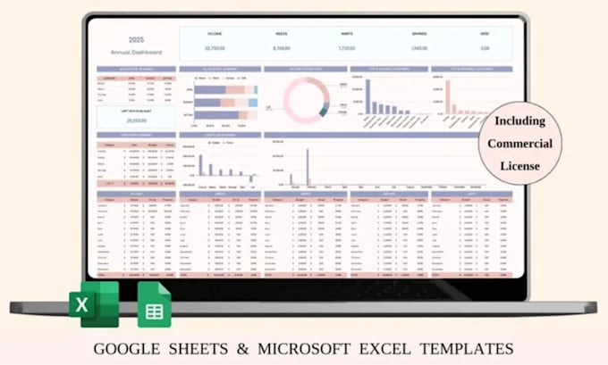 design custom full automation excel csv google etsy budget spreadsheet planner