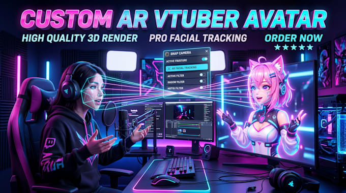 design custom ar vtuber 3d avatar for snap camera and streaming