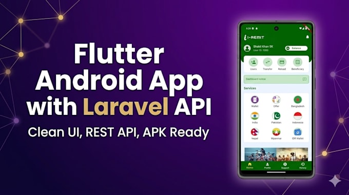 develop a flutter android app with laravel backend API