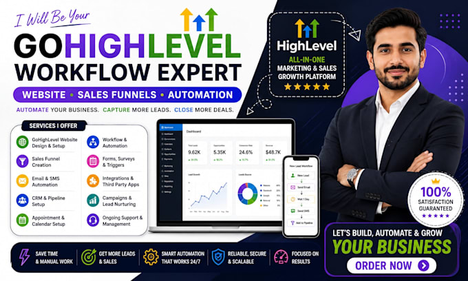 setup and manage gohighlevel website, emails SMS automation sales funnel expert
