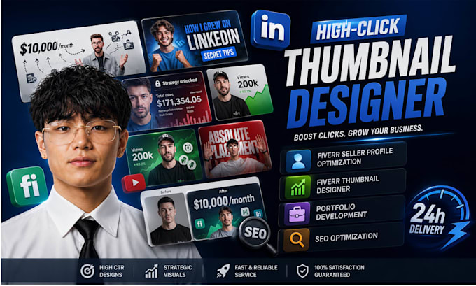 design high CTR youtube and  fiverr profile professionally