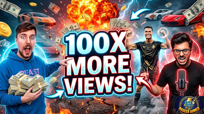 design viral high CTR mrbeast style youtube thumbnails