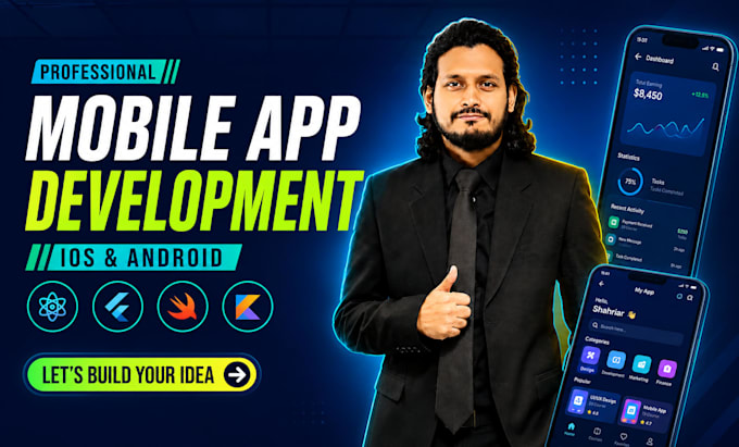 do mobile app creation for ios and android development as flutter developer
