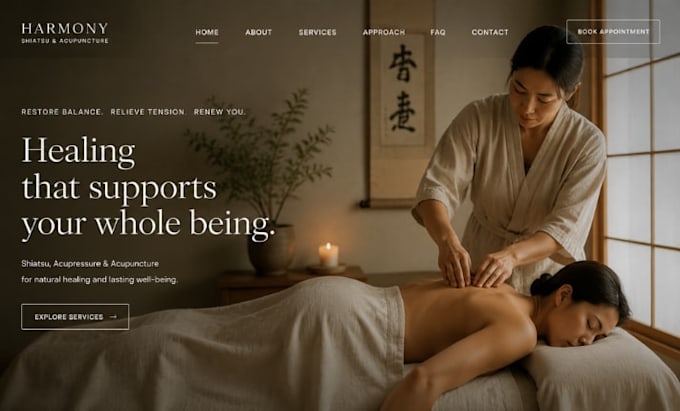 design squarespace shiatsu website acupressure website acupuncture website