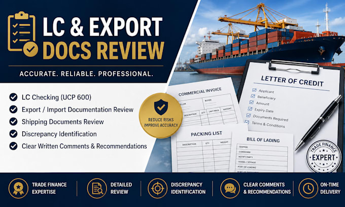 review and check your contract, lc and export shipping documents