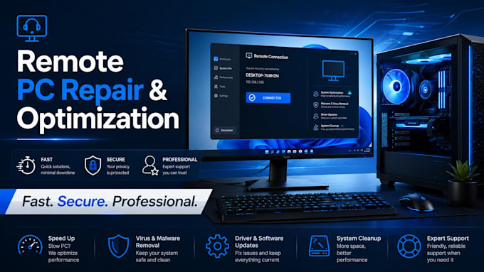 fix your slow PC, remove junk software and provide hardware report remotely