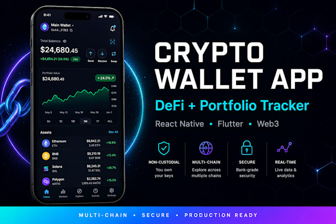 build crypto wallet app, defi tracker and crypto portfolio tracker mobile app