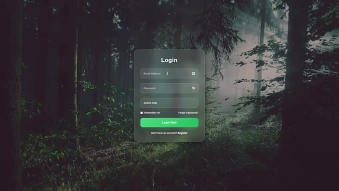 modern UI design login form with glassmorphism effect