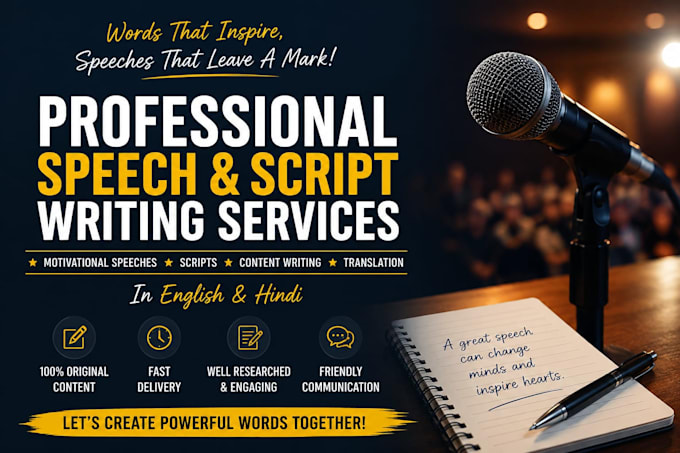 write motivational speeches and scripts in english or hindi