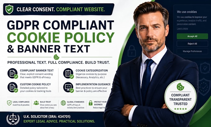 write your gdpr compliant cookie policy and banner text