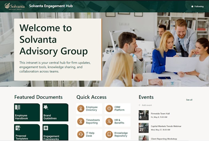 build a custom sharepoint intranet website and microsoft 365 portal
