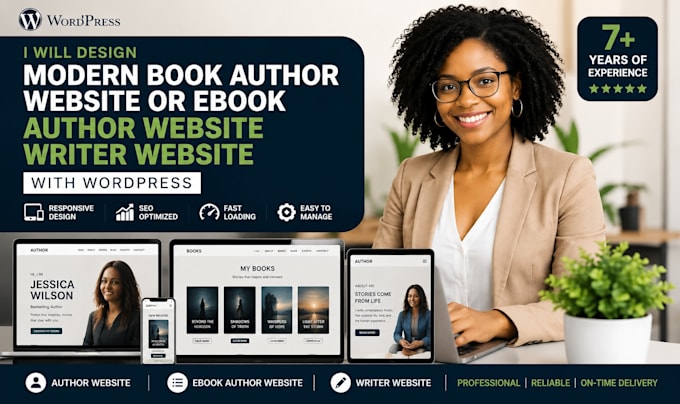 design a modern book author website or ebook author website writer website