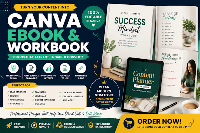 do canva ebook design, canva workbook design, ebook and workbook layout design