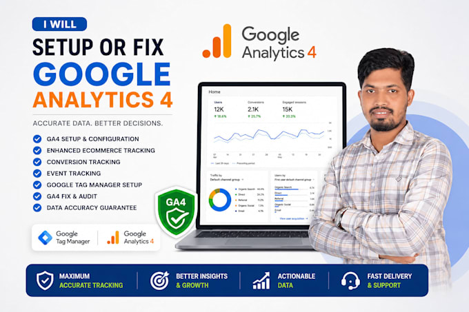 setup accurate google analytics 4 tracking and ga4 ecommerce events using GTM