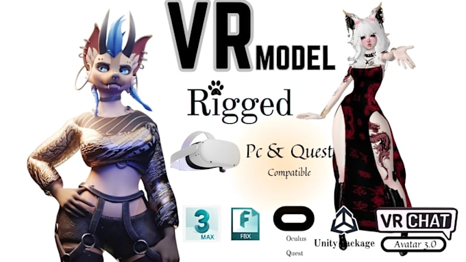 edit or create 3d custom vrchat avatar PC and quest or rig vrchat model avis