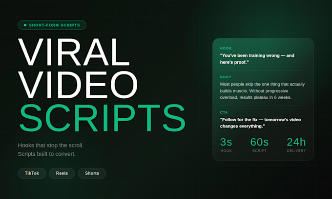 write a viral short form video script for tiktok reels and shorts