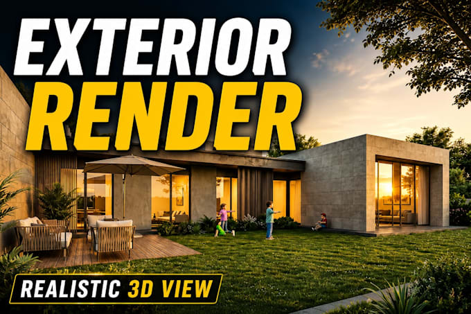 create realistic exterior 3d rendering for your house