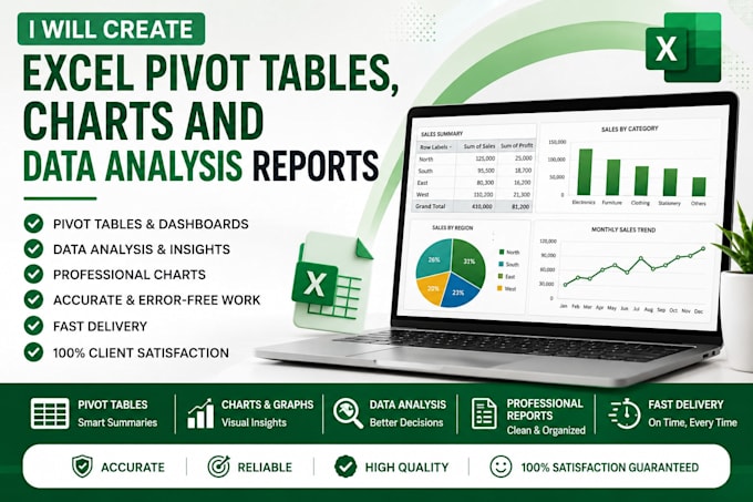create excel pivot tables, charts and data analysis reports