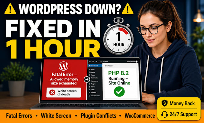quickly fix wordpress PHP fatal error, white screen, PHP wordpress bug in 1 hrs